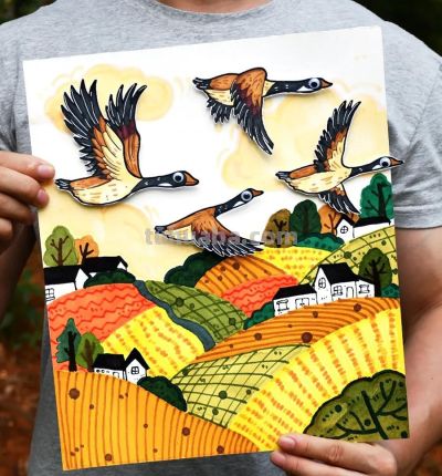 儿童画教程｜鸟的迁徙：秋风起，雁南飞 - 图画吧TUHUABA