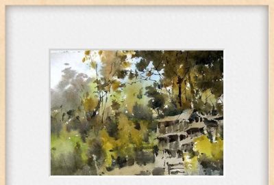 每日一画 | 山气洇入画，水色织成梦——山村系列·林间（写意水彩） - 今日头条