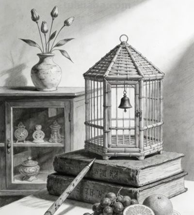 素描静物画，真细致 - 图画吧TUHUABA