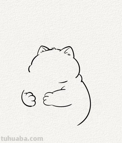 猫咪抱鱼轻眠午后 偷得浮生半日闲 摸鱼时光惬意足丨涂鸦简笔画分享 - 图画吧TUHUABA