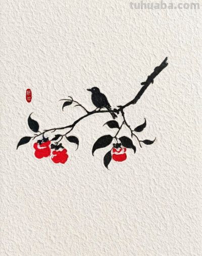 柿红秋意浓 心远自悠闲 静观天地宽丨燕子简笔画分享 - 今日头条