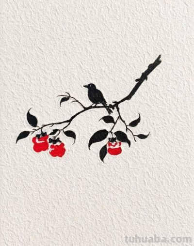 柿红秋意浓 心远自悠闲 静观天地宽丨燕子简笔画分享 - 图画吧TUHUABA