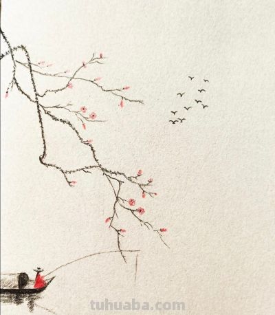 独钓江梅 一舟横水点红妆丨燕子简笔画江梅独钓分享 - 今日头条