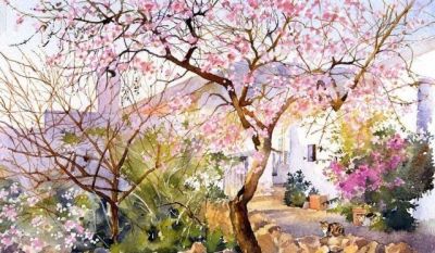 英国画家玛格丽特·梅里唯美风景水彩画欣赏 - 图画吧TUHUABA