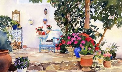 英国画家玛格丽特·梅里唯美风景水彩画欣赏 - 图画吧TUHUABA