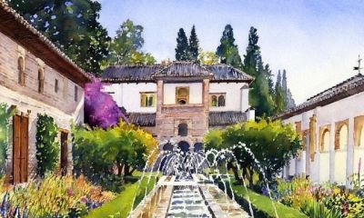 英国画家玛格丽特·梅里唯美风景水彩画欣赏 - 图画吧TUHUABA