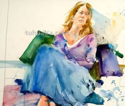 简单的线条与色彩：Charles Reid 肖像水彩画作品 - 图画吧TUHUABA