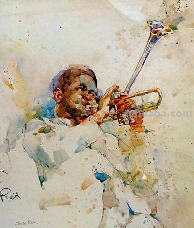 简单的线条与色彩：Charles Reid 肖像水彩画作品 - 图画吧TUHUABA