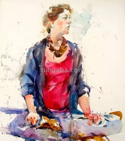 简单的线条与色彩：Charles Reid 肖像水彩画作品 - 图画吧TUHUABA