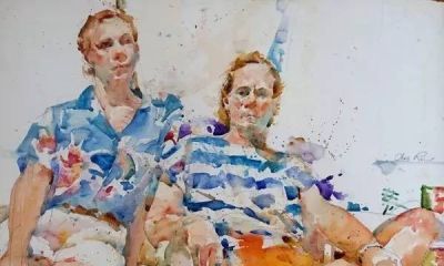 简单的线条与色彩：Charles Reid 肖像水彩画作品 - 图画吧TUHUABA