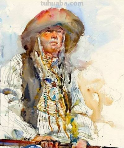 简单的线条与色彩：Charles Reid 肖像水彩画作品 - 图画吧TUHUABA