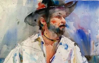 简单的线条与色彩：Charles Reid 肖像水彩画作品 - 图画吧TUHUABA