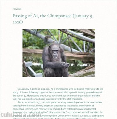 养活一个研究所40多年，这只天才黑猩猩刚与世长辞，曾数次登上《自然》 - 今日头条