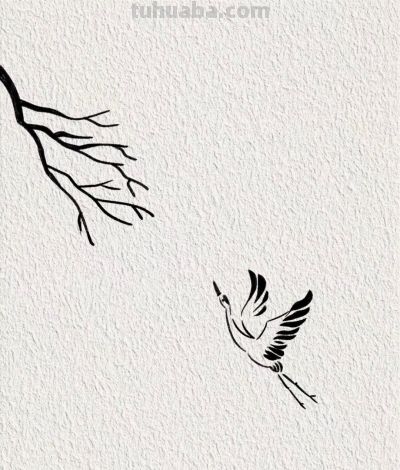 红日枝头鹤影高 振翅凌云入九霄丨喵的简笔画分享 - 图画吧TUHUABA