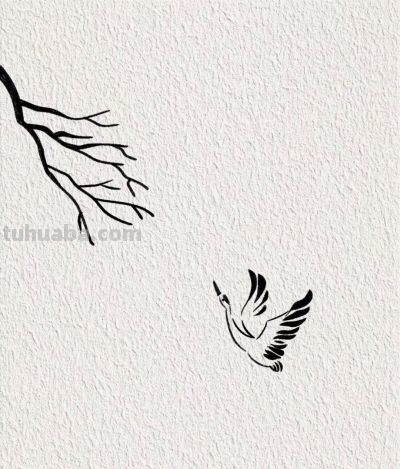 红日枝头鹤影高 振翅凌云入九霄丨喵的简笔画分享 - 图画吧TUHUABA