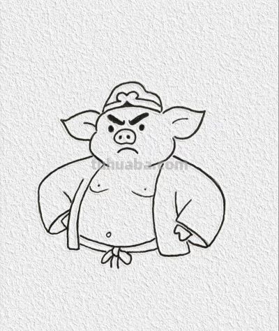 简笔绘憨态 八戒乐逍遥丨记忆简笔画分享 - 图画吧TUHUABA