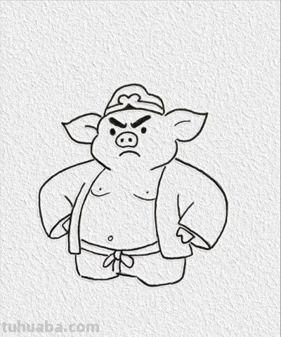 简笔绘憨态 八戒乐逍遥丨记忆简笔画分享 - 图画吧TUHUABA