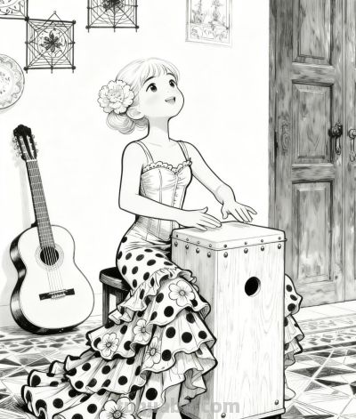 彩绘音乐梦 少女奏心弦丨Aboo涂鸦日记临摹涂色简笔画分享 - 图画吧TUHUABA