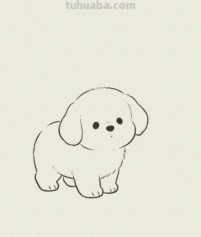奶呼呼的可爱小狗简笔画分享丨每一幅画 - 图画吧TUHUABA