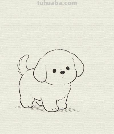 奶呼呼的可爱小狗简笔画分享丨每一幅画 - 图画吧TUHUABA