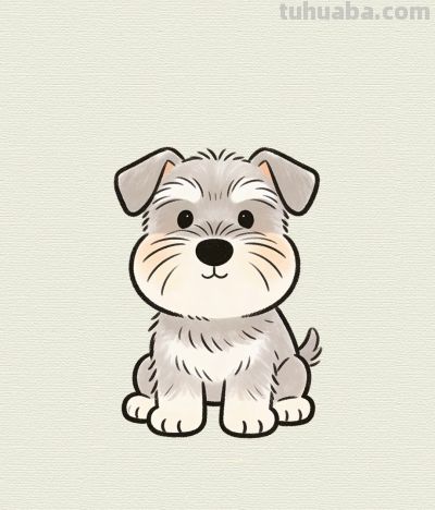 雪纳瑞简笔憨态 小老头样 萌化人心丨每天一幅画分享 - 图画吧TUHUABA