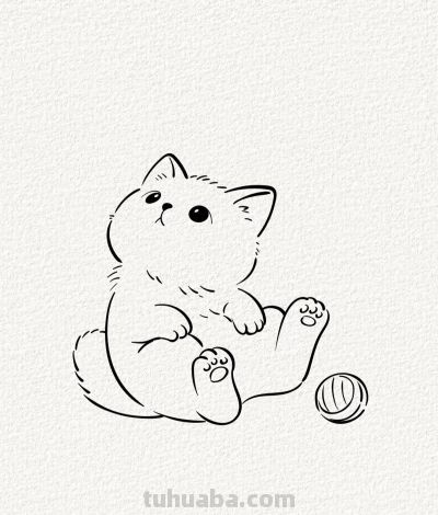 简笔猫咪玩皮球 萌态百出乐无忧丨涂鸦简笔画分享 - 今日头条