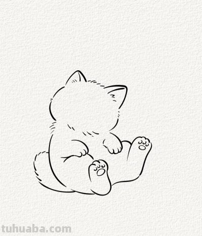 简笔猫咪玩皮球 萌态百出乐无忧丨涂鸦简笔画分享 - 图画吧TUHUABA