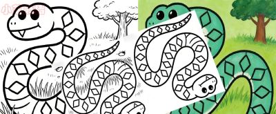 小猪学简笔画-蛇 - 图画吧TUHUABA