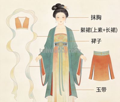 宋代汉族女子服饰之美：手绘拆解与文化内涵 - 图画吧TUHUABA