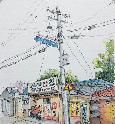 简单也是一种享受，钢笔水彩笔下的淡彩印记 - 图画吧TUHUABA