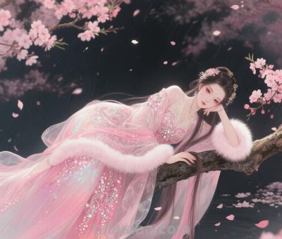 国风水彩华丽人物插画，笔触细腻，细节勾画，水墨晕染，超高清 - 图画吧TUHUABA