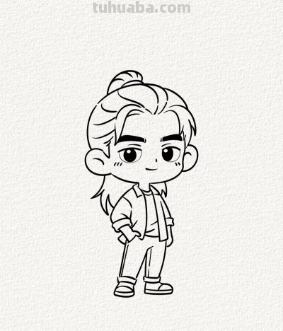 简笔勾勒帅气男孩丨涂鸦简笔画分享 - 图画吧TUHUABA