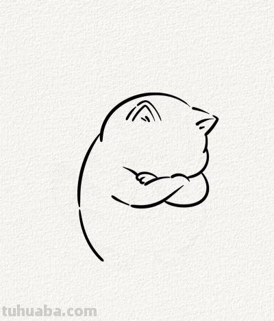 一只思考猫 好可爱丨涂鸦简笔画分享 - 图画吧TUHUABA