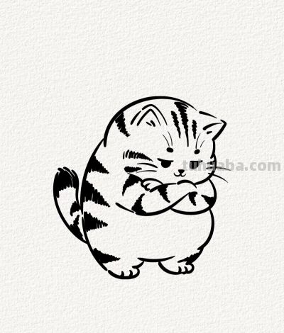 一只思考猫 好可爱丨涂鸦简笔画分享 - 图画吧TUHUABA