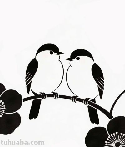 两只小鸟的甜蜜时光丨甜凝AI简笔画分享 - 图画吧TUHUABA