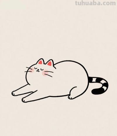 猫咪的悠闲时光丨甜凝AI简笔画分享 - 图画吧TUHUABA