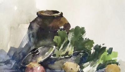 每日一画 | 水彩晕染里，藏着烟火人间的温柔余温 - 图画吧TUHUABA