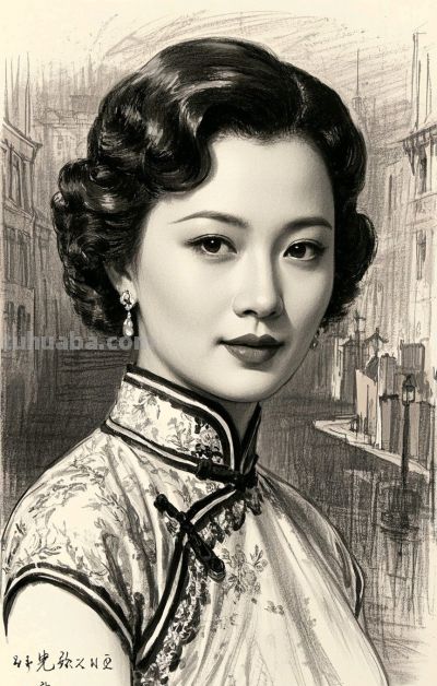 彩铅画，一袭旗袍承东方韵致，半帧笔墨绘民国佳人～ - 图画吧TUHUABA
