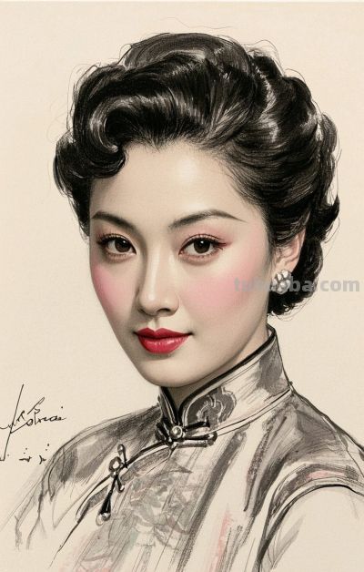 彩铅画，一袭旗袍承东方韵致，半帧笔墨绘民国佳人～ - 图画吧TUHUABA