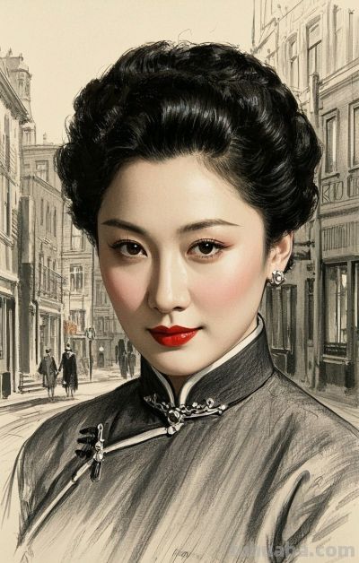 彩铅画，一袭旗袍承东方韵致，半帧笔墨绘民国佳人～ - 图画吧TUHUABA