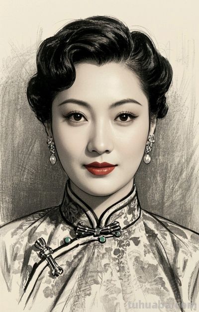 彩铅画，一袭旗袍承东方韵致，半帧笔墨绘民国佳人～ - 图画吧TUHUABA