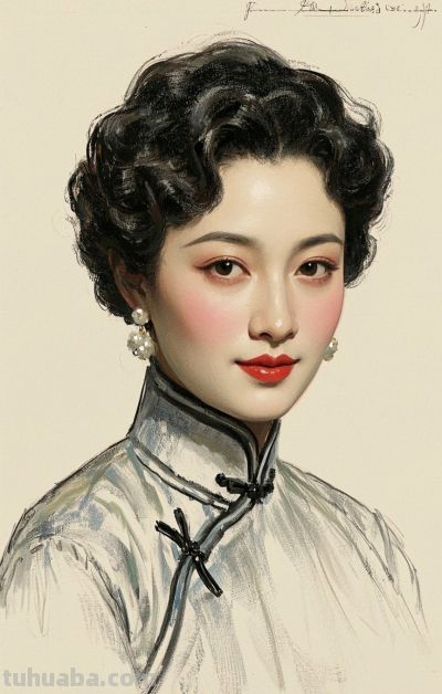 彩铅画，一袭旗袍承东方韵致，半帧笔墨绘民国佳人～ - 图画吧TUHUABA