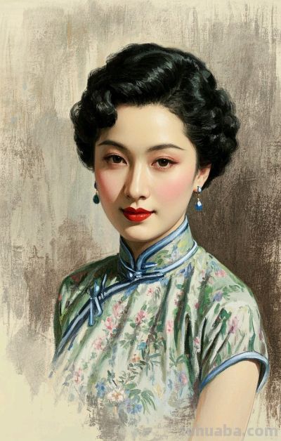彩铅画，一袭旗袍承东方韵致，半帧笔墨绘民国佳人～ - 图画吧TUHUABA