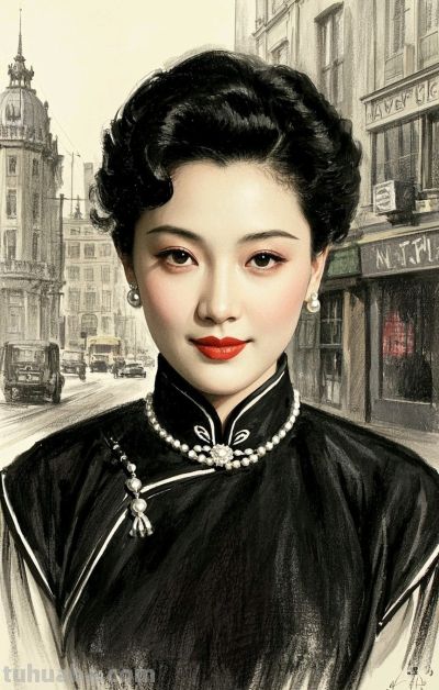 彩铅画，一袭旗袍承东方韵致，半帧笔墨绘民国佳人～ - 图画吧TUHUABA