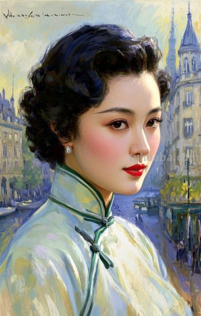 彩铅画，一袭旗袍承东方韵致，半帧笔墨绘民国佳人～ - 图画吧TUHUABA