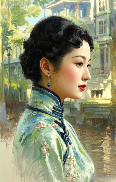 彩铅画，一袭旗袍承东方韵致，半帧笔墨绘民国佳人～ - 图画吧TUHUABA