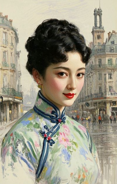 彩铅画，一袭旗袍承东方韵致，半帧笔墨绘民国佳人～ - 图画吧TUHUABA