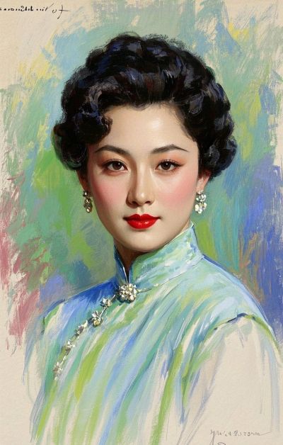 彩铅画，一袭旗袍承东方韵致，半帧笔墨绘民国佳人～ - 图画吧TUHUABA