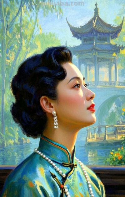 彩铅画，一袭旗袍承东方韵致，半帧笔墨绘民国佳人～ - 图画吧TUHUABA