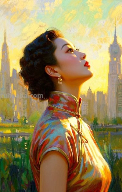 彩铅画，一袭旗袍承东方韵致，半帧笔墨绘民国佳人～ - 图画吧TUHUABA